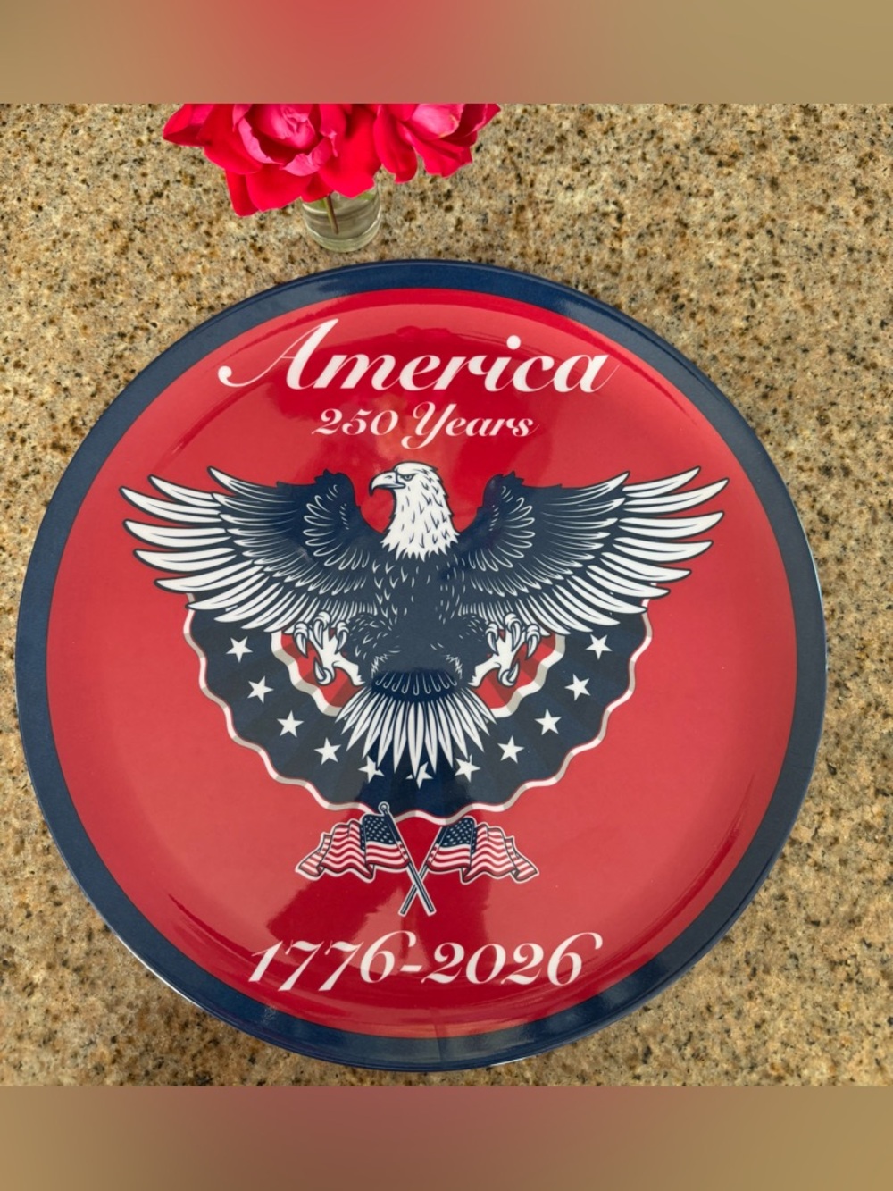Independence Day 250 Years Decorative Patriotic Plate - Red, Navy, White … 14”